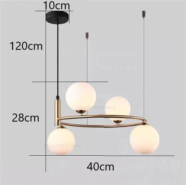 DecorBites™ Glass Ball Pendant Chandelier, Adjustable Height, Modern Nordic Design