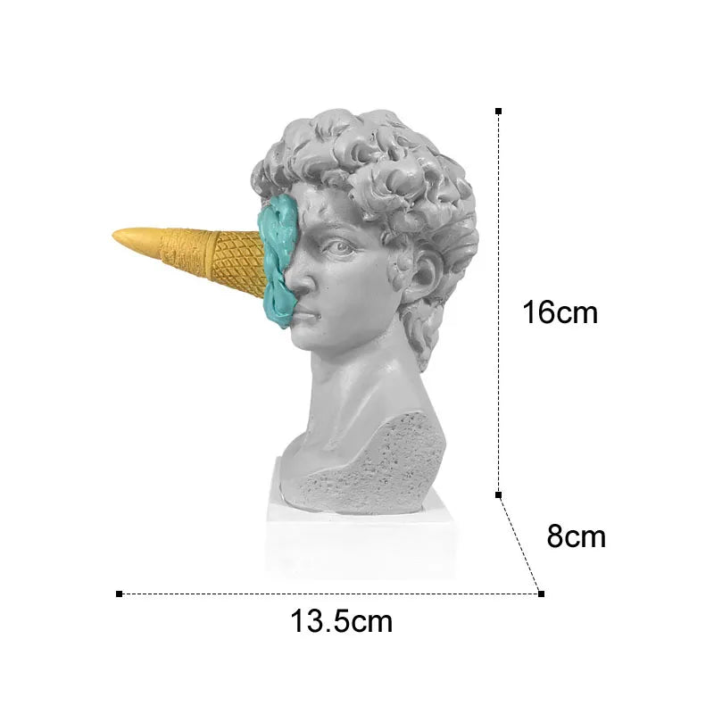 DecorBites™ Ice Cream David Statue Myth Character Resin Ornament Desk Sculpture Home Decor