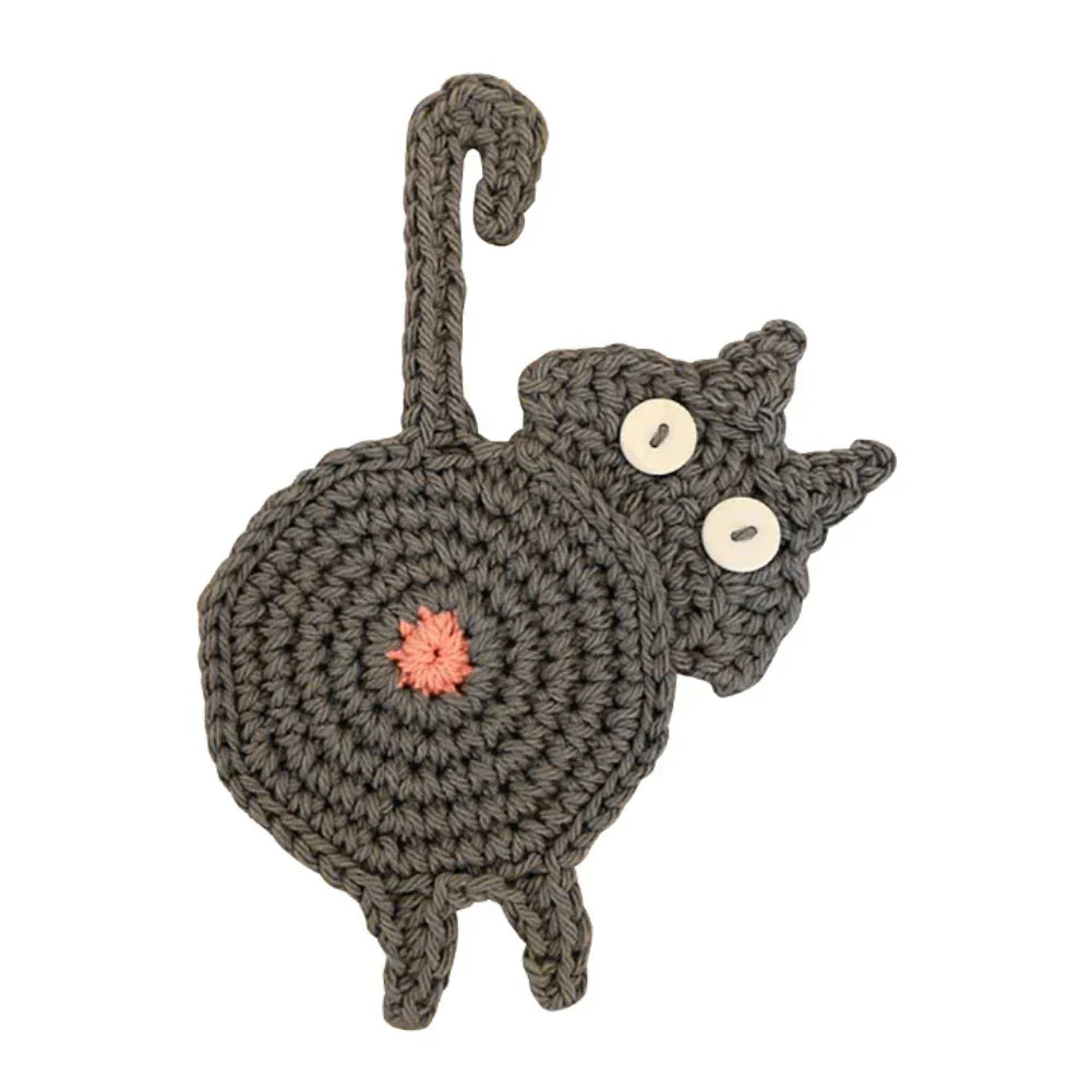 DecorBites™ Cat Butt Coasters: Handmade Funny Kitties Cup Mat - Set of 4