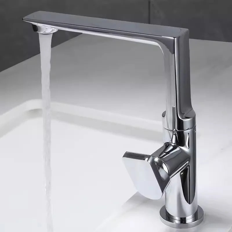 DecorBites™ Gold Brass Bathroom Basin Faucet, Single Handle Hot & Cold Mixer Tap