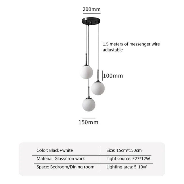 DecorBites™ Glass Ball LED Chandelier for Dining Room, Hotel, and Stairs