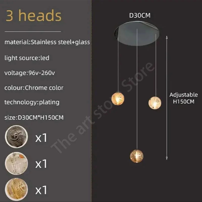 DecorBites™ Crystal Glass Spiral Ceiling Chandelier for Modern Living Room & Kitchen Decor