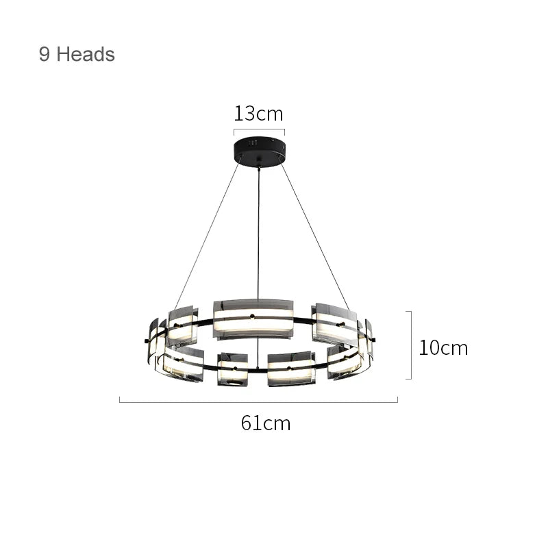 DecorBites™ Glass Restaurant Chandelier, High-End All Copper Lighting Fixture
