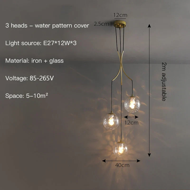 DecorBites™ Gold Nordic Pendant Light E27 LED Chandelier for Dining Room, Foyer, Stairs