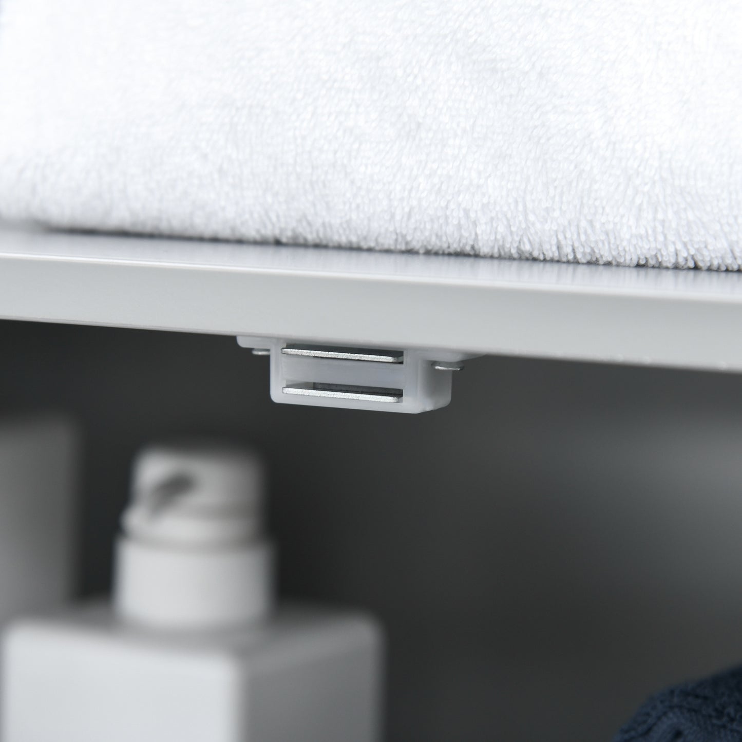 Freestanding Modern Bathroom Storage Cabinet, with Doors and Open Shelf, Bathroom Organizer Furniture, Grey