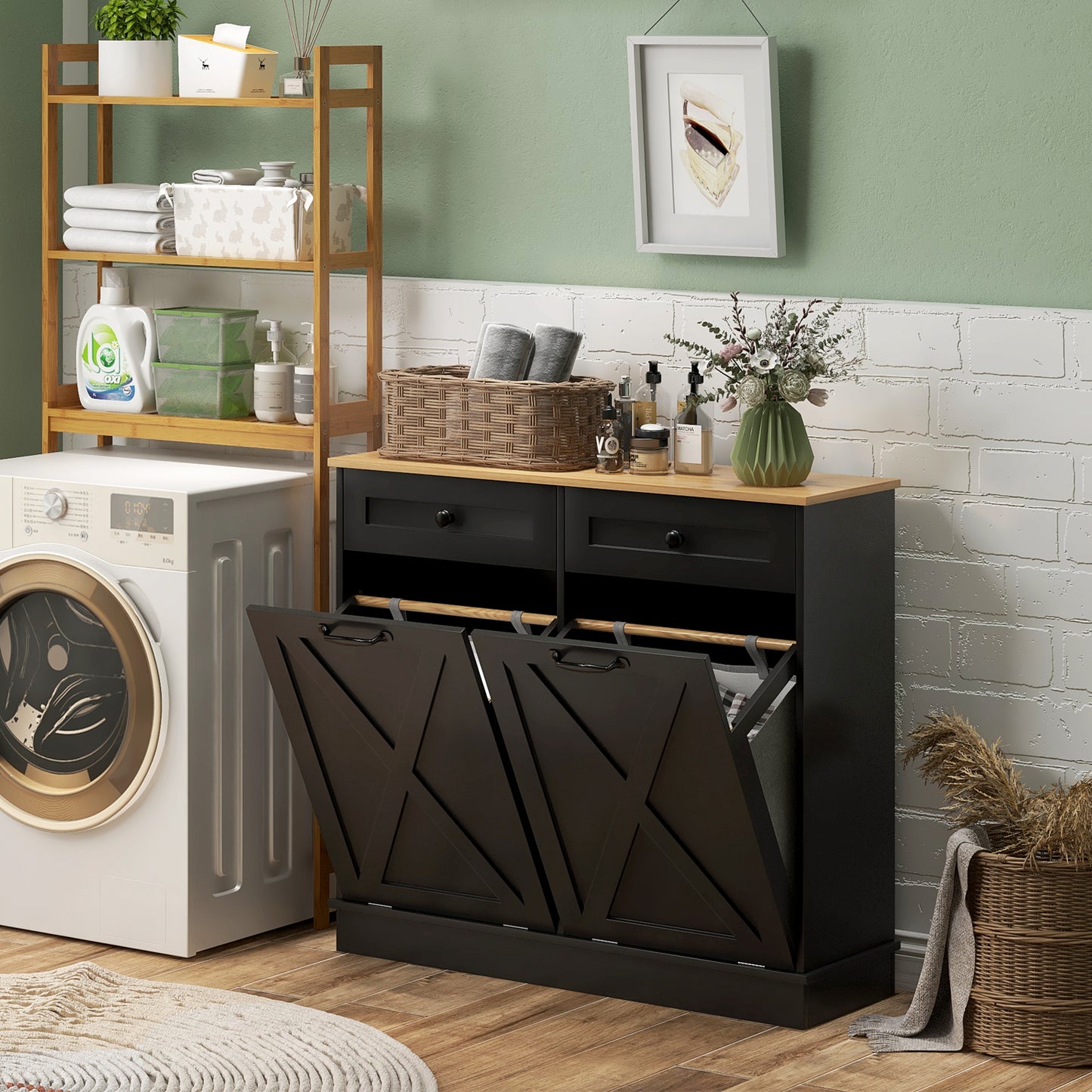 Tilt Out Laundry Hamper Cabinet