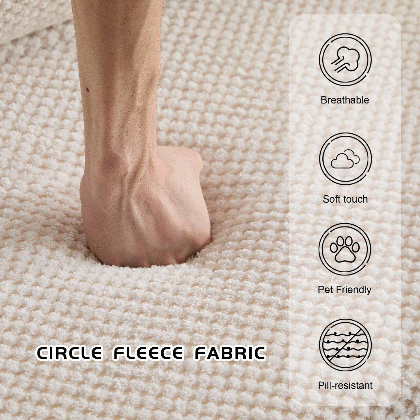 Compression Mahjong Sofa,Convertible Floor Sofa Bed,DIY Boneless Modular Sectional Sofa,No Assembly Required,Circle Fleece Fabric,Oversized 3 Seater With 3 Pillows,White