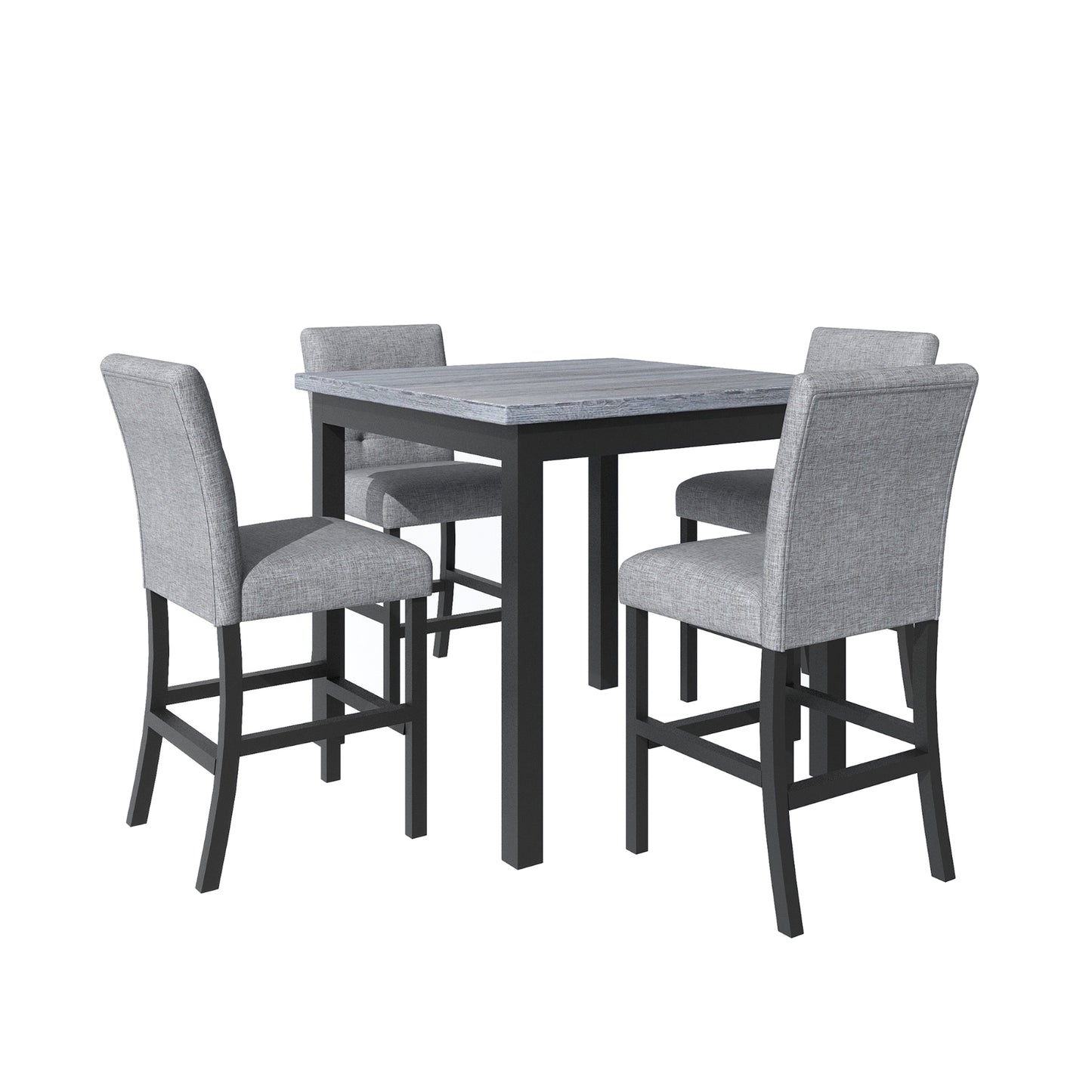 TOPMAX 5-Piece Counter Height Dining Set, Wood Table Chairs Stools W Footrest