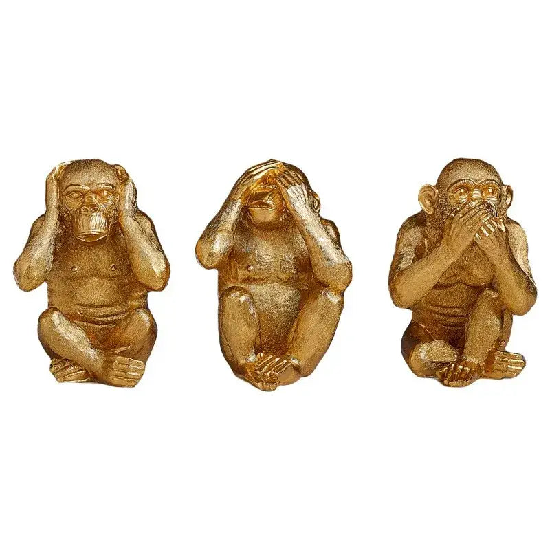 Artisanal three wise golden monkey sculpture featuring decorbites golden monkey figurines for living room decor