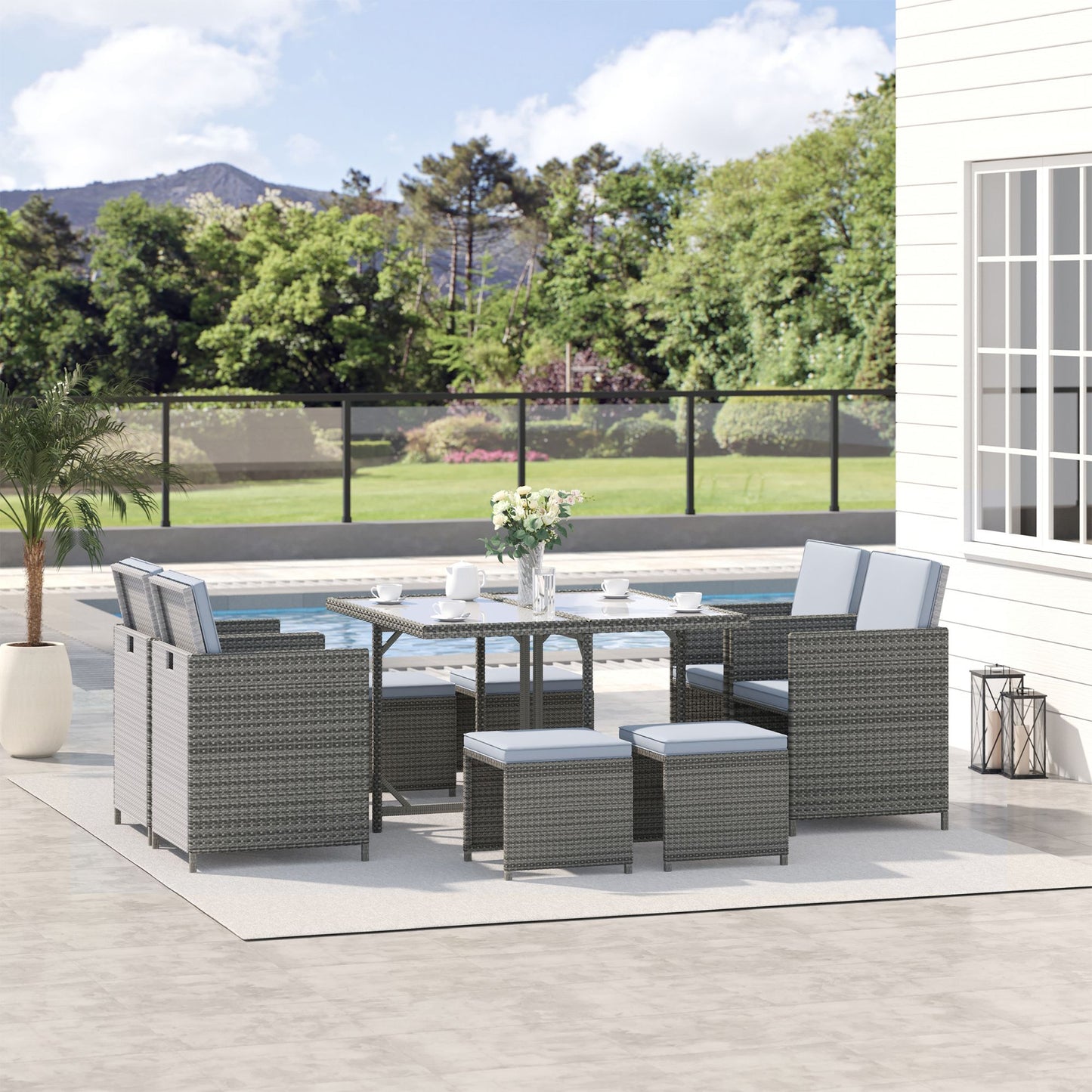 9 Pieces Outdoor Dining Set for 8