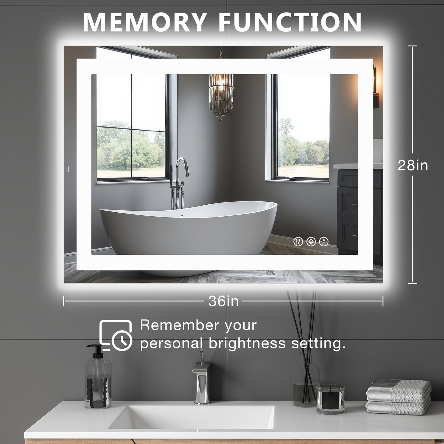 Anti-fog LED Bathroom Mirror With Dual Light Source And Three Lighting Modes