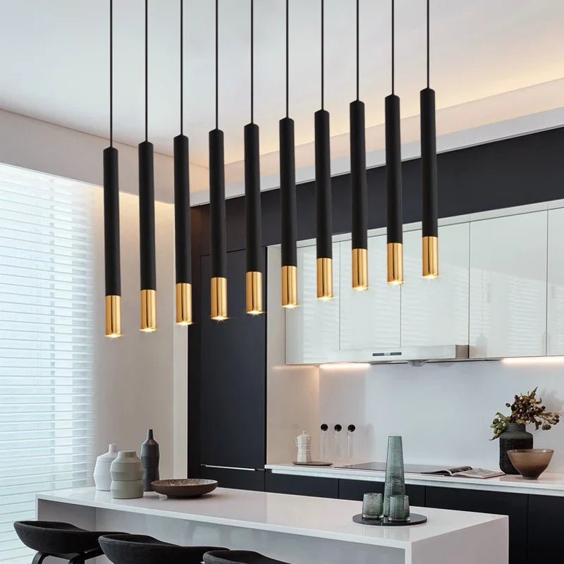 Black Aluminum Cylinder Dimmable LED Pendant Light - Decorbites
