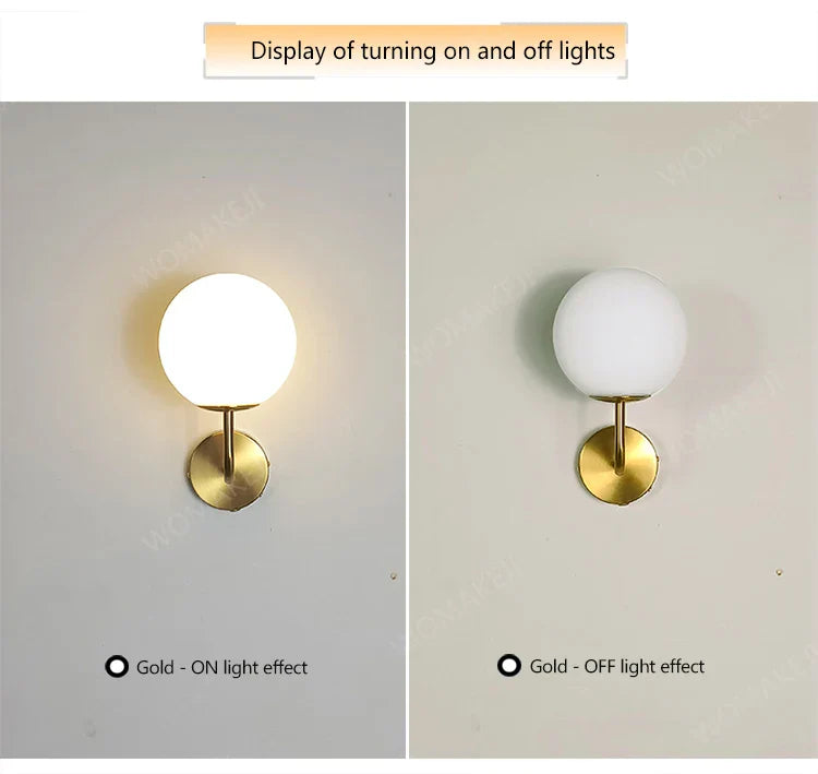 Wall-mounted globe light fixture.