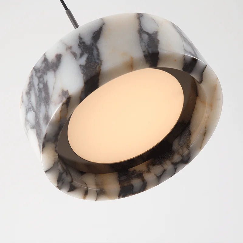 Black Natural Stone Round Pendant Light - Decorbites