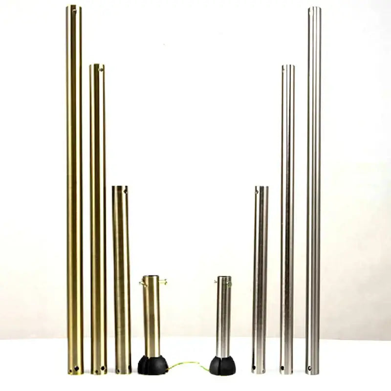 Set of premium quality brass and stainless steel metallic poles with black rubber feet and 25w remote control for living room