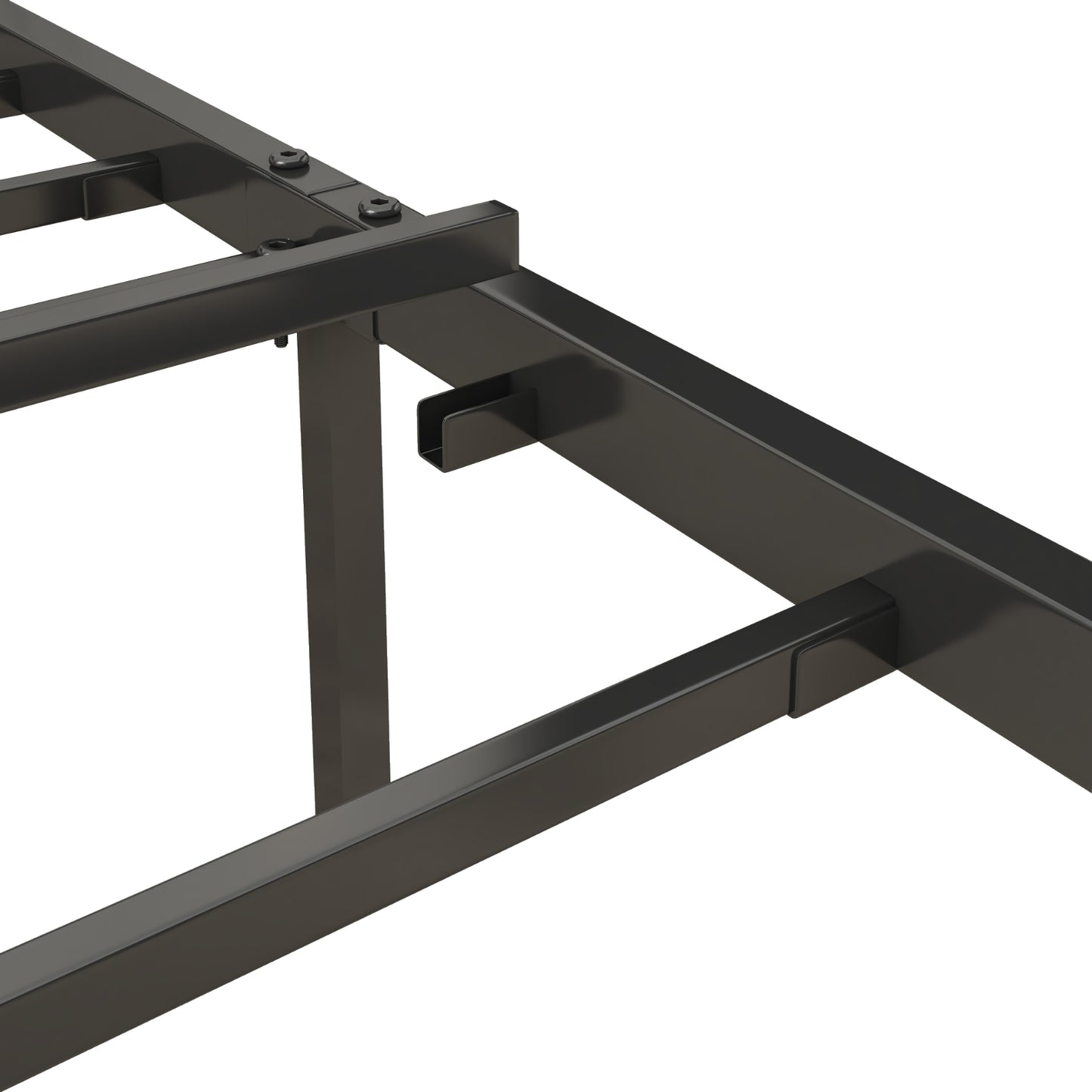 Queen Size Bed Frame With Charging Station, Upholstered Headboard, Metal Platform, Grey