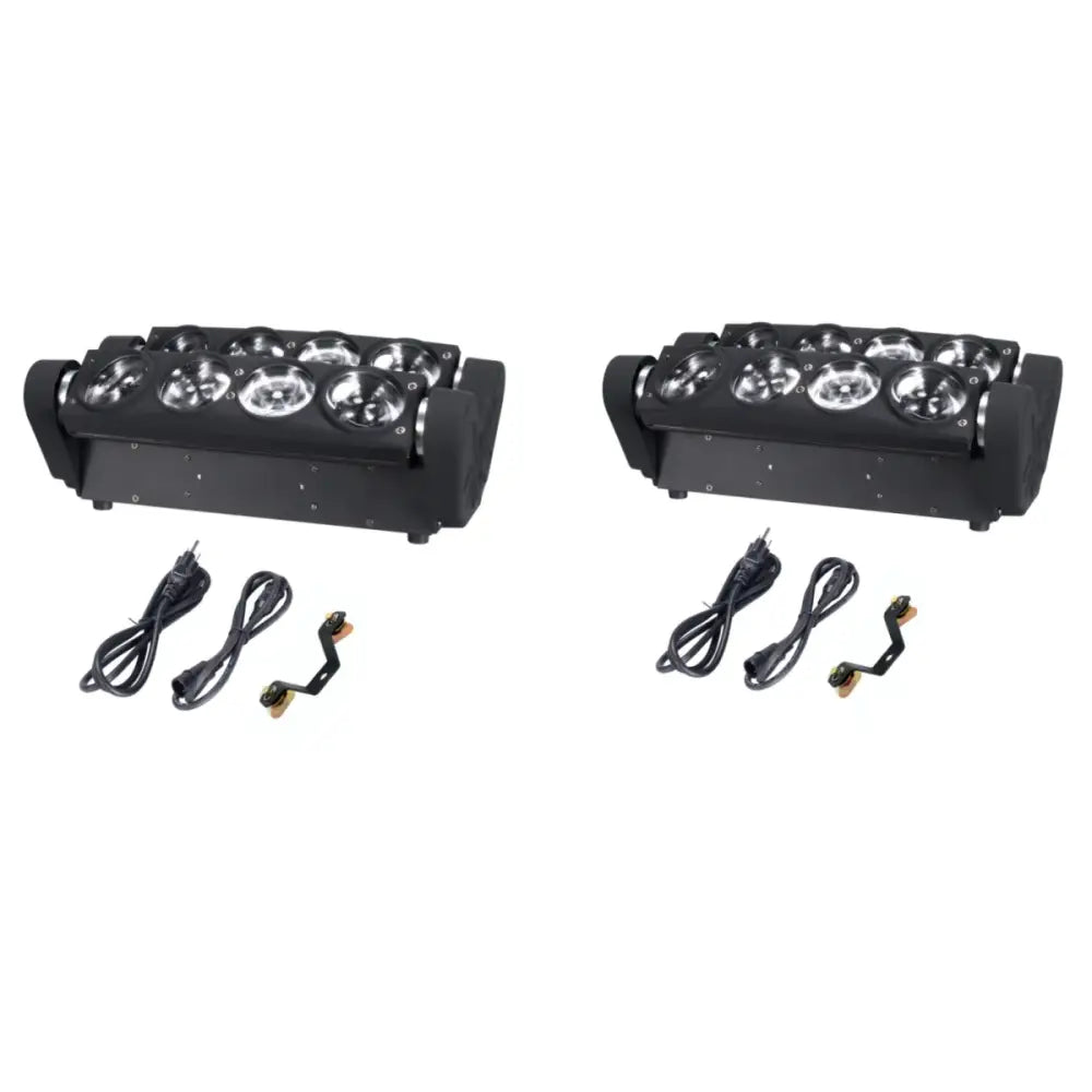 Black 8x15w rgbw spider light with multiple metallic circular lenses mounted on sturdy housing for stage and party use
