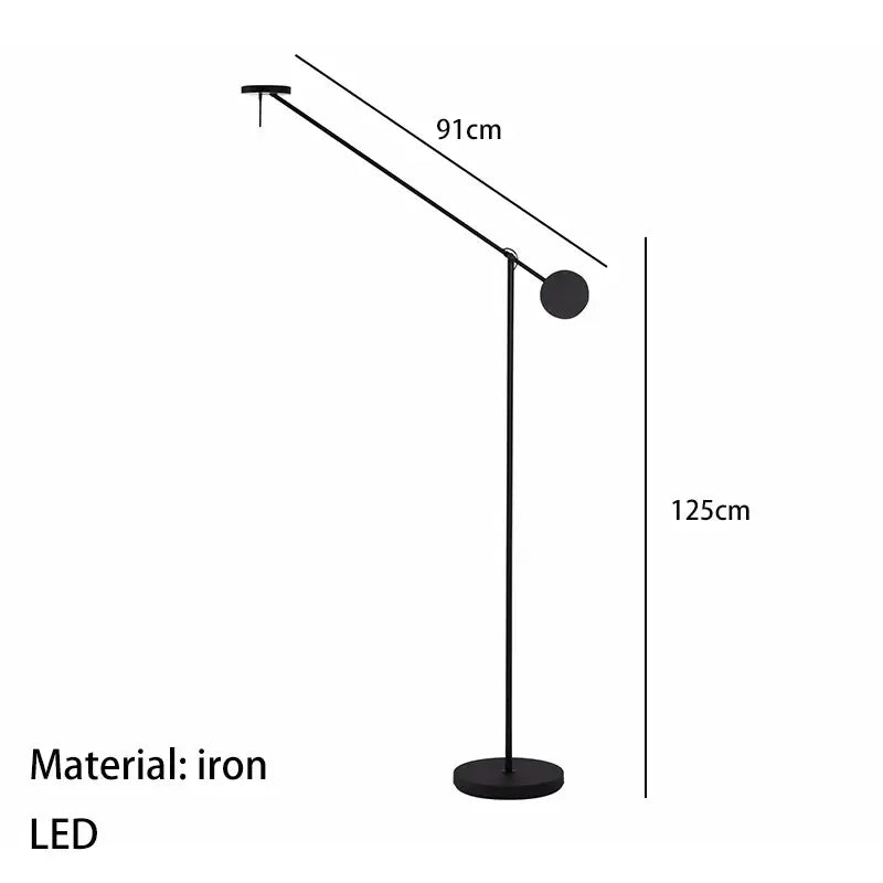 Black iron floor lamp with adjustable arm and spherical light head in decorbites black led wall reading light design
