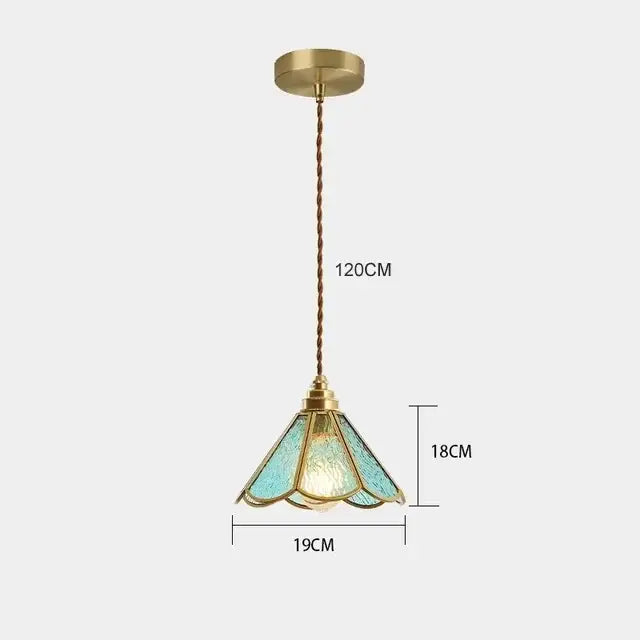 Decorbites glass vintage pendant lights with brass frame and turquoise glass shade for kitchen restaurant island chandeliers
