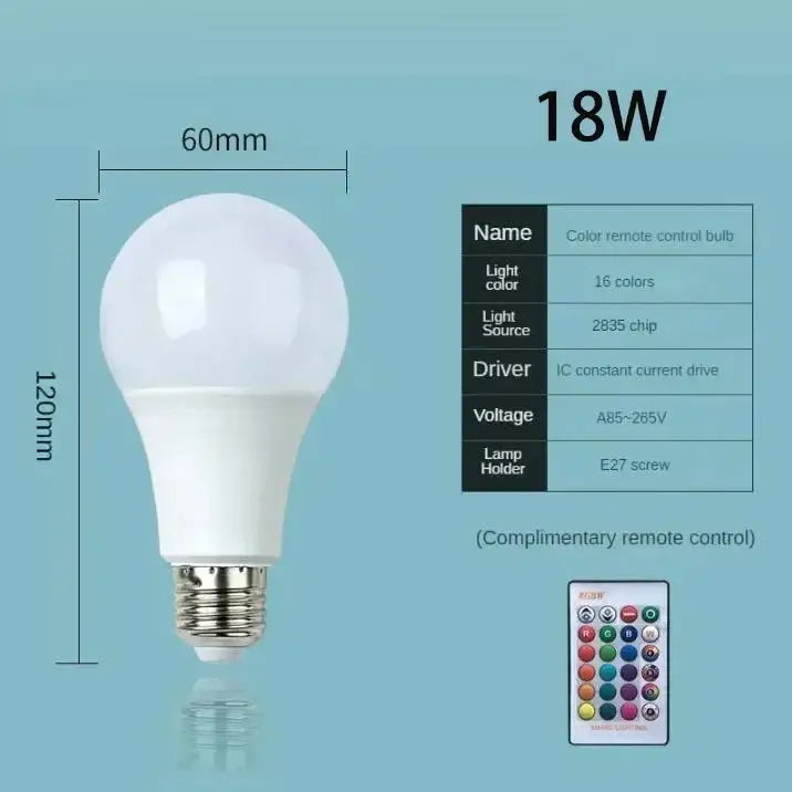 White 18w decorbites led rgb smart bulb with frosted glass and metallic screw base for bedroom decor mood lighting
