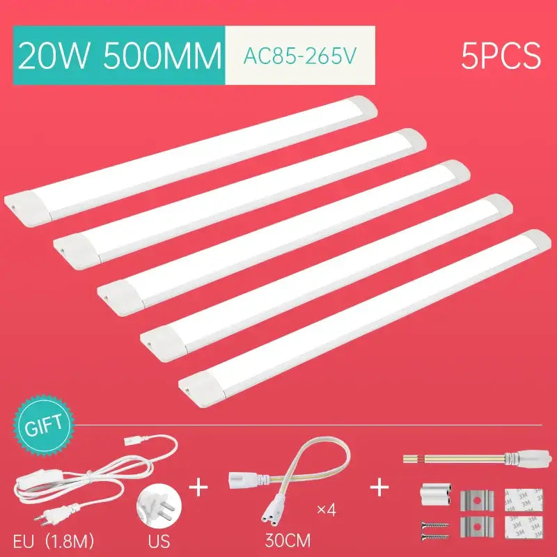 Five white 500mm led tube fixtures by decorbites™ 20w for living room lighting with 220v power rating