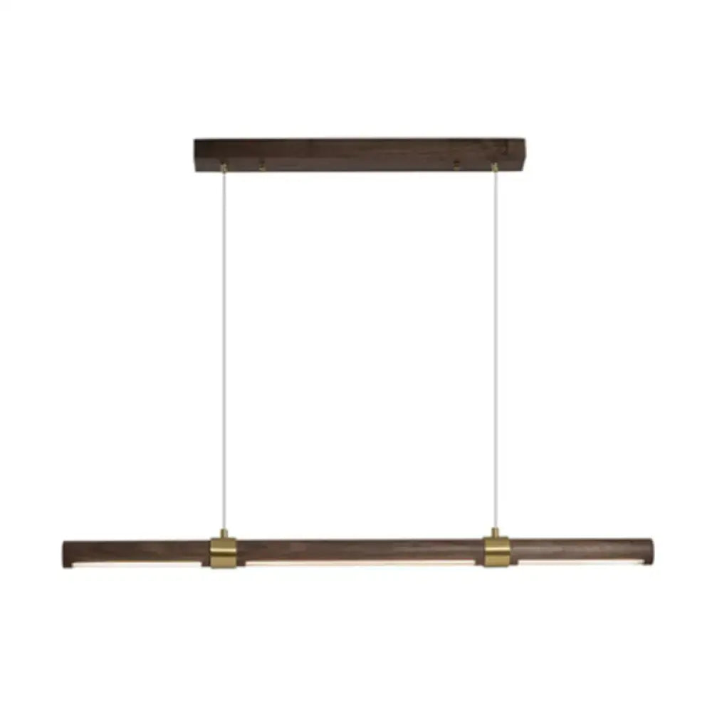 Modern wood island pendant with dark wood finish and brass accents decorbites™ nordic wood island pendant for dining table