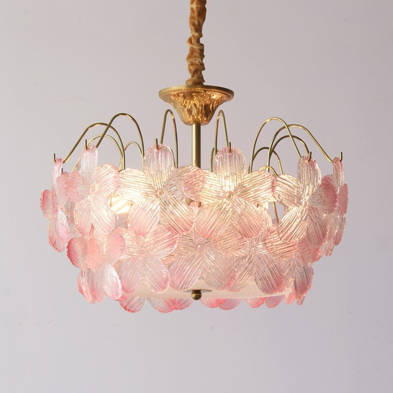 French Romantic Flower Colored Glass Lamps