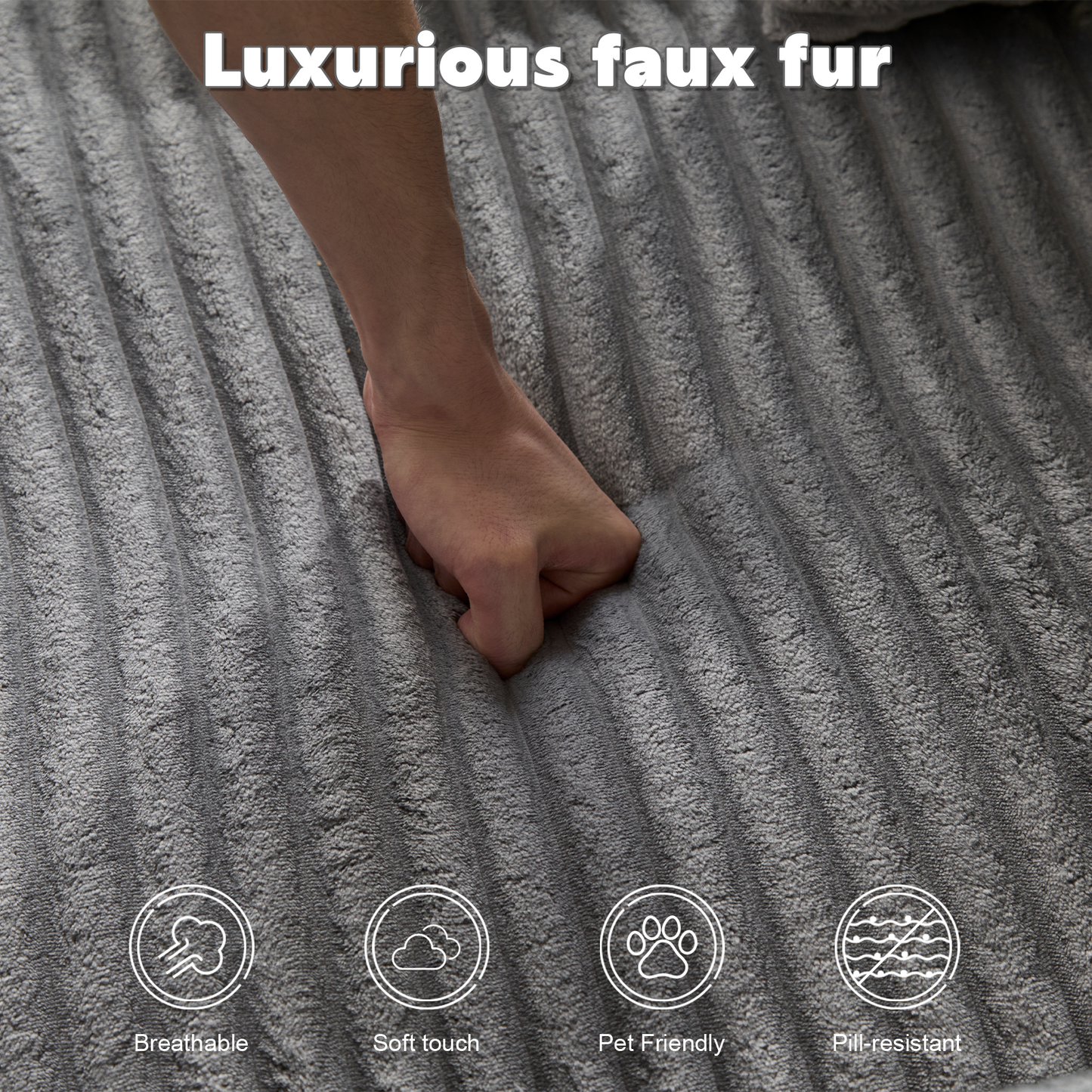 Oversized Chaise Lounge Chair Cozy Cloud Couch, Modern Plush Corduroy Upholstered Sleeper Sofa Daybed With 3 Throw Pillows And Wide Armrest For Living Room, No Assembly Required,Grey