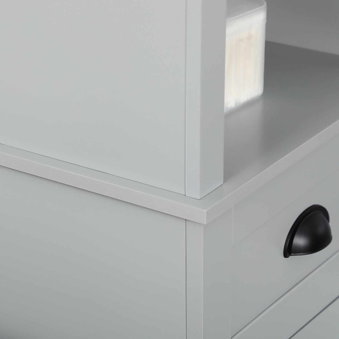 Slim Bathroom Storage Cabinet Door & Shelves Tower