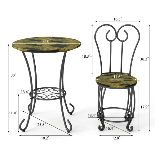 Modern Style 3 Piece Coffee Table Set Round Coffee Table With 2 Round Back Chairs