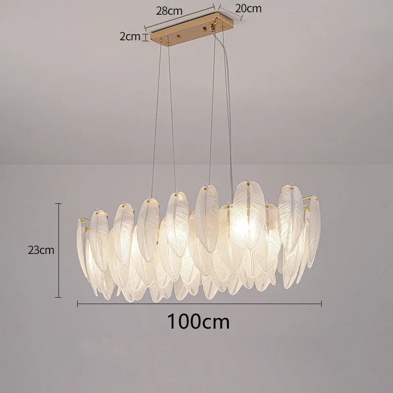 Feather Glass Gold Pendant Light - Decorbites