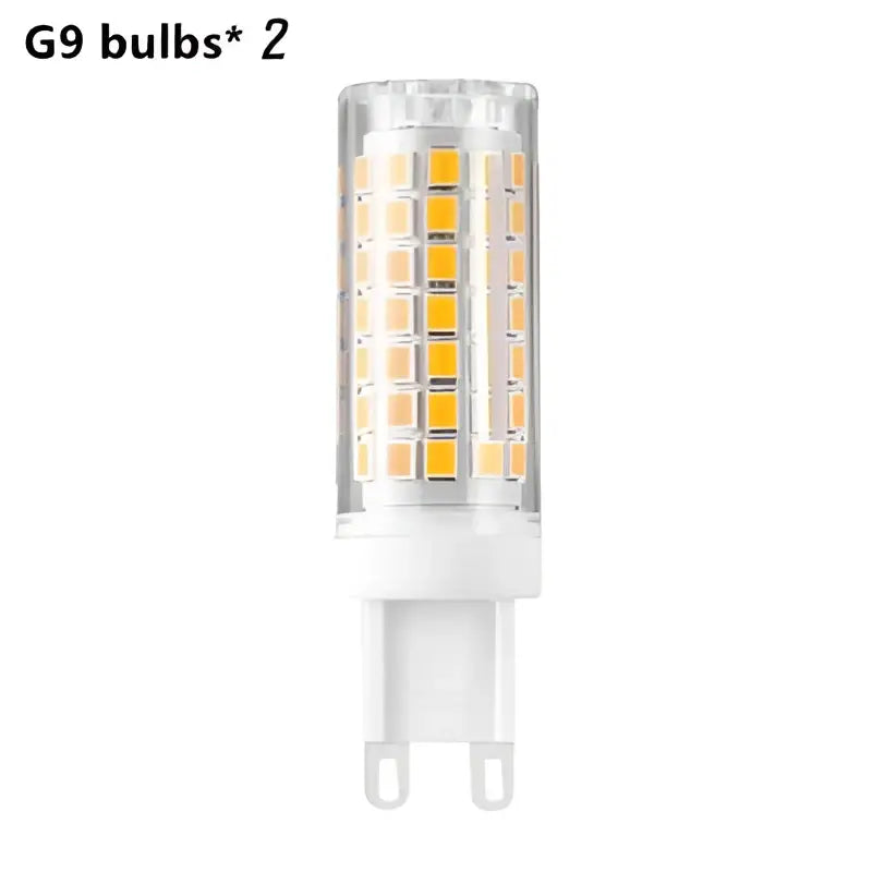 Clear glass g9 led bulb with white plastic base and yellow leds for decorbites french cream wall lamp bedroom sconce