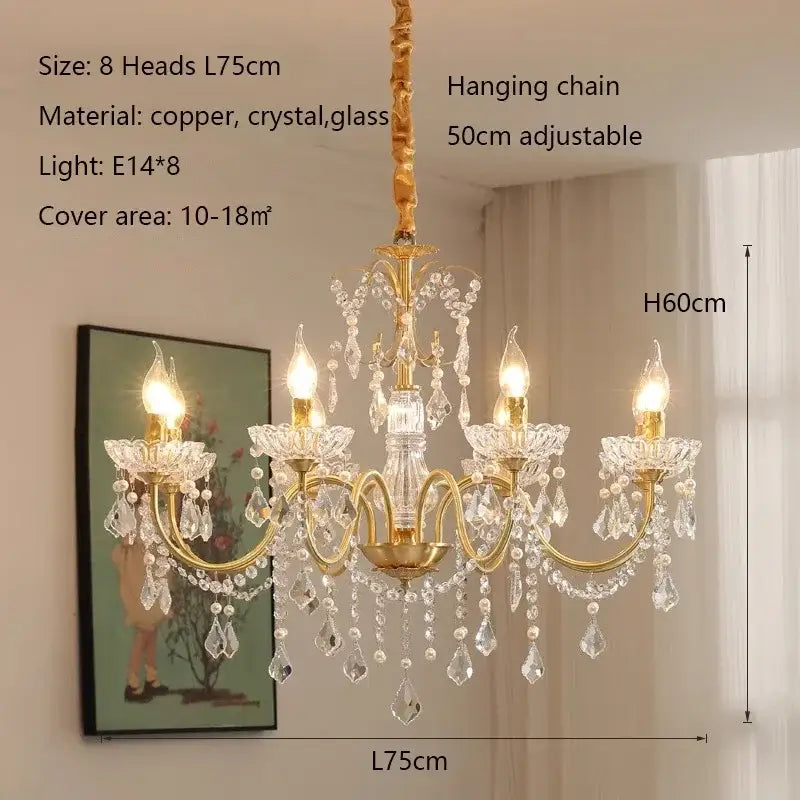 Gold-toned eight-arm decorbites crystal chandelier with teardrop crystals for dining room crystal chandeliers light