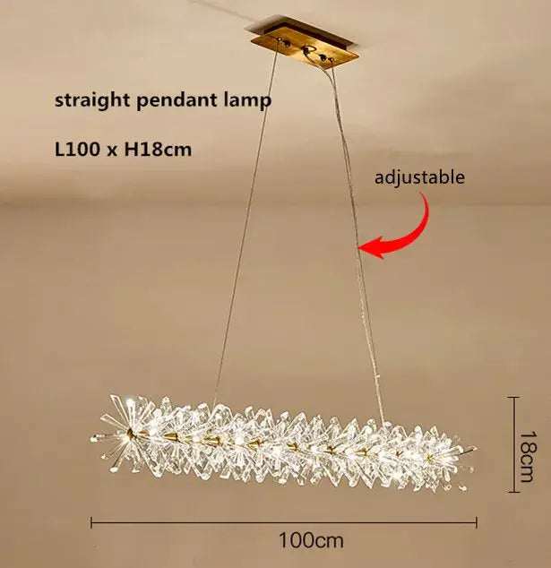 Gold double tiered decorbites crystal flower chandelier with 100cm length and gold-toned adjustable hanging chain