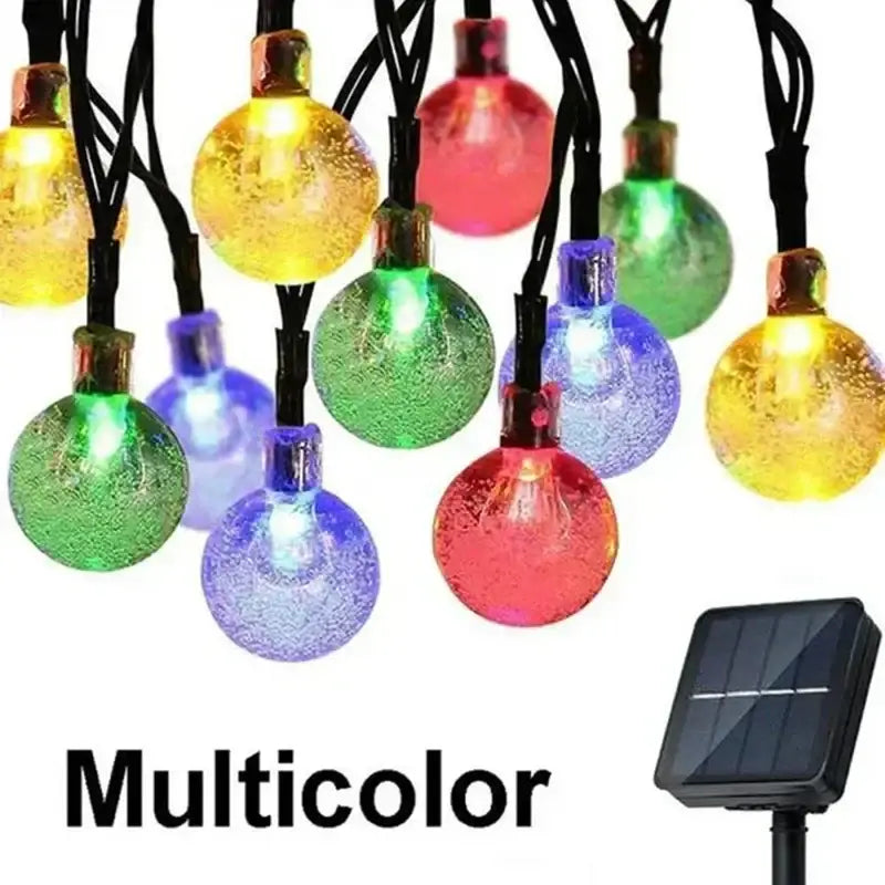 Multicolor led string lights with frosted golden crackled glass globe bulbs and solar-powered base for decorbites crystal fairy decor