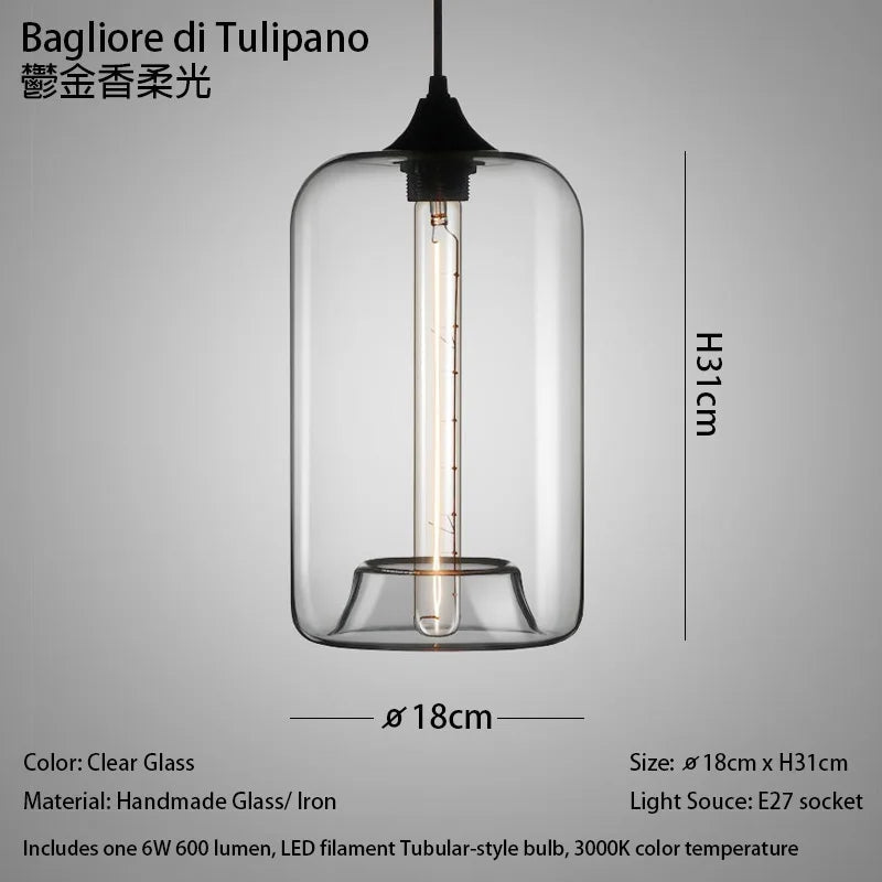 Handmade Glass Nordic Pendant Light With Chrome Finish - Decorbites