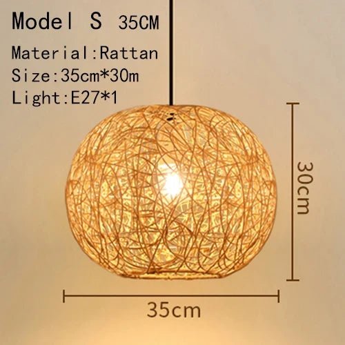 Handwoven Rattan Bamboo Pendant Light in Black - Decorbites