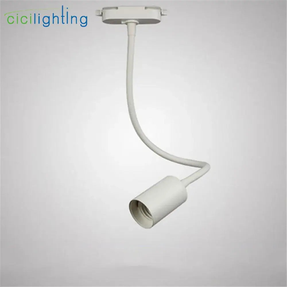 White flexible track lighting fixture with curved articulated arm and cylindrical lamp head for decorbites industrial gooseneck track lighting