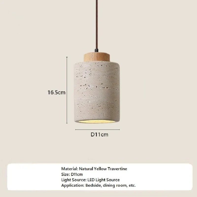 Japanese Style Yellow Travertine Stone Pendant Light - Decorbites