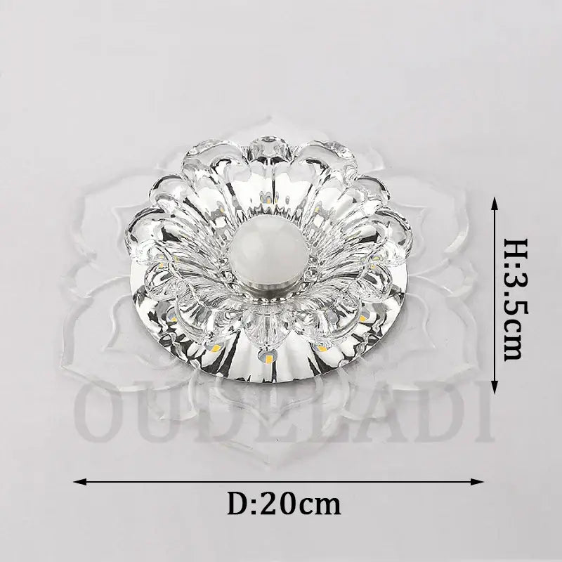 Lotus crystal flower spotlight living room led ceiling light with silver metallic base and decorbites crystal flower design
