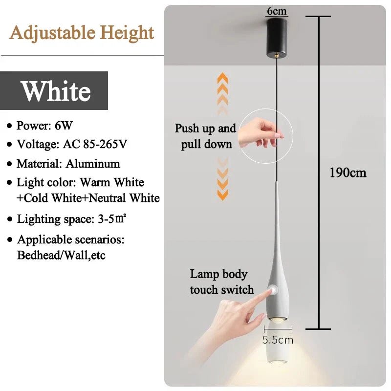 Minimalist Adjustable Touch-Dimming Pendant Light - Decorbites