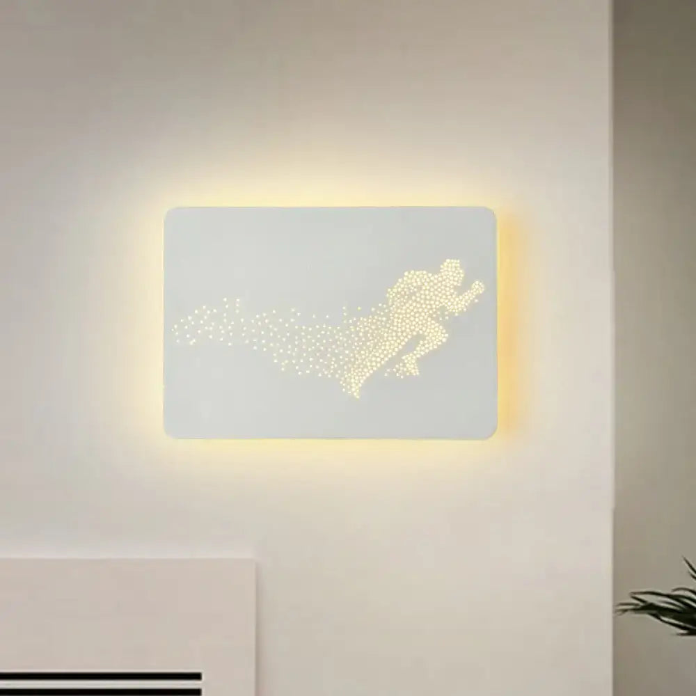 Minimalist black running man led wall lamp with glowing yellow backlight fixture type 110v-120v bedroom lighting