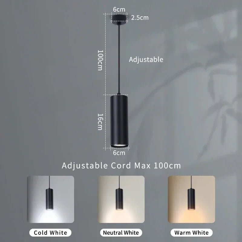 Modern Black Aluminum Cylindrical Pendant Light - Decorbites