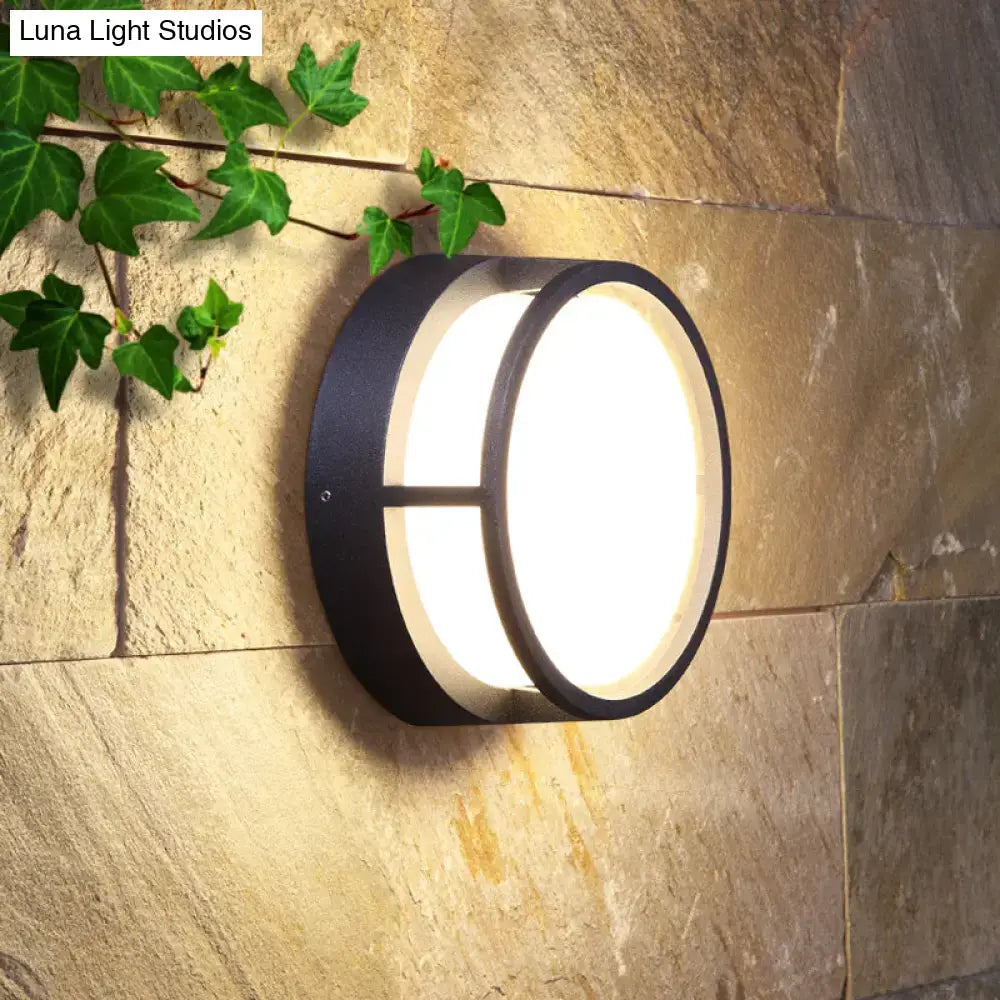 Modern black circular led wall lamp with sleek minimalist design and warm color outdoor lighting wall lamp
