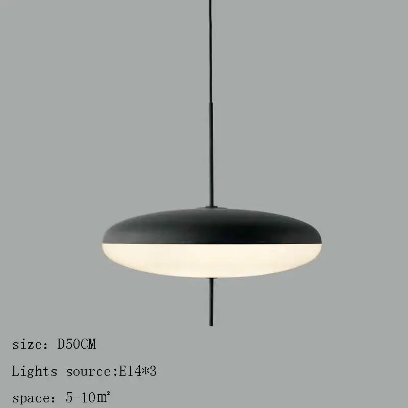 Modern black designer iron pendant light with sleek disc-shaped design and frosted glass diffuser for dining room decorbites designer iron pendant