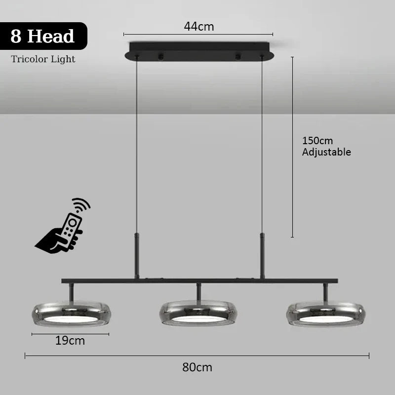 Modern Black Glass Multi-Pendant Chandelier With Remote - Decorbites