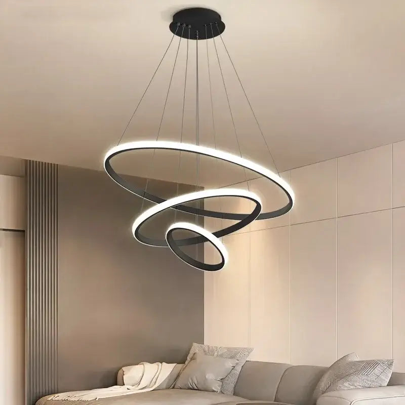 Modern black and white circles chandelier pendant with sleek interlocking rings perfect as a decorbites pendant lamp