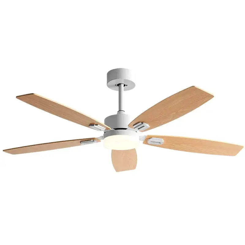 Modern black ceiling fan with five light wood blades and integrated led light for living room blade ceiling fan use