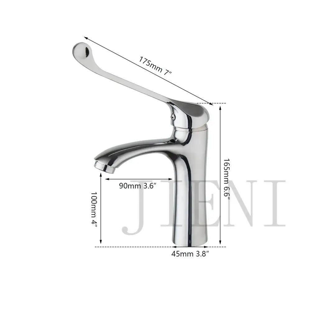 Chrome-finished basin faucet with brass long handle and sleek curved spout for modern decorbites brass long design