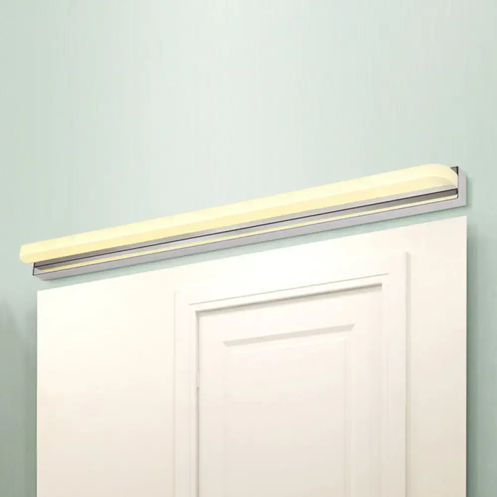 Modern chrome led wall mounted vanity light with slim design and warm white illumination for bathroom mirror lighting